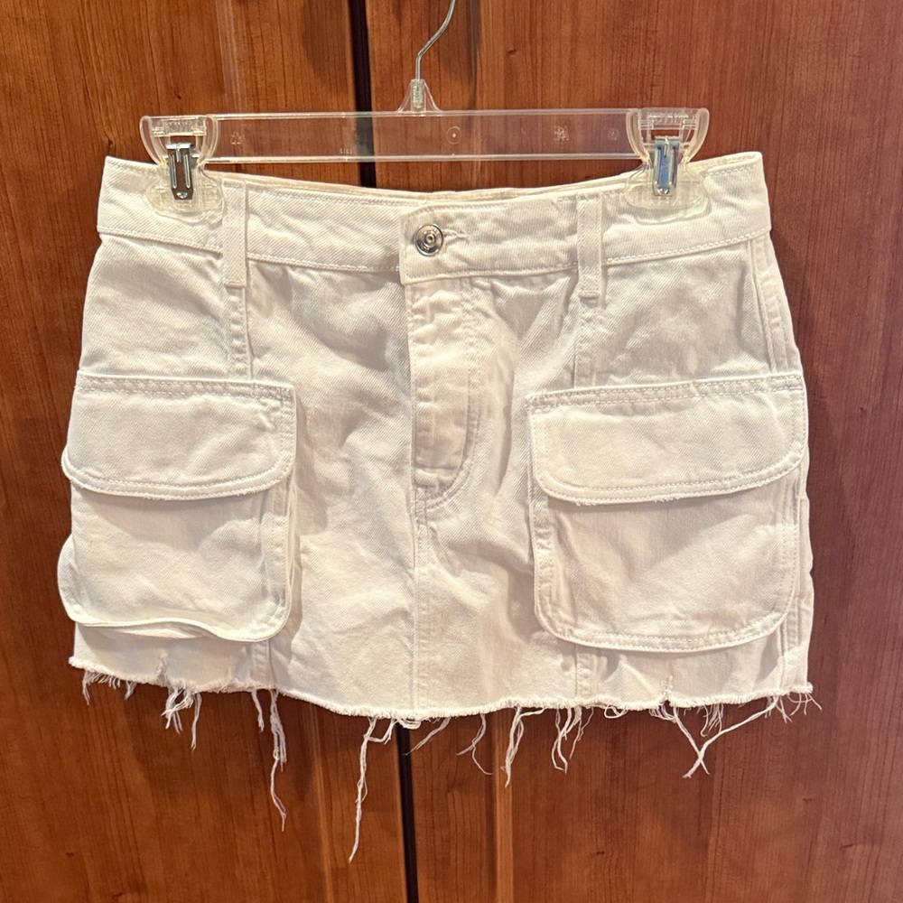 ZARA White Denim Mini Skirt Sz XS